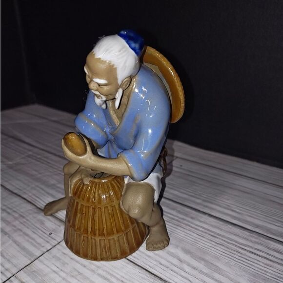 Vintage Chinese Shiwan Mudman Pottery Figurine Collectible Home Decor Signed - Picture 5 of 10